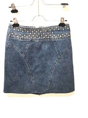 VTG Made in the Shade Studded Denim Mini Skirt Grunge Rockability Indie American